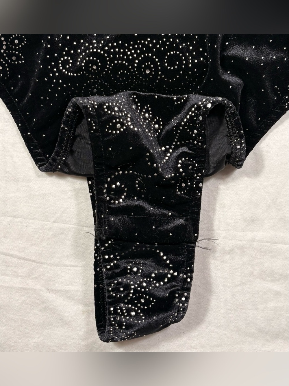 Black Rhinestone Velvet Halter Teddy - Picture 4 of 8